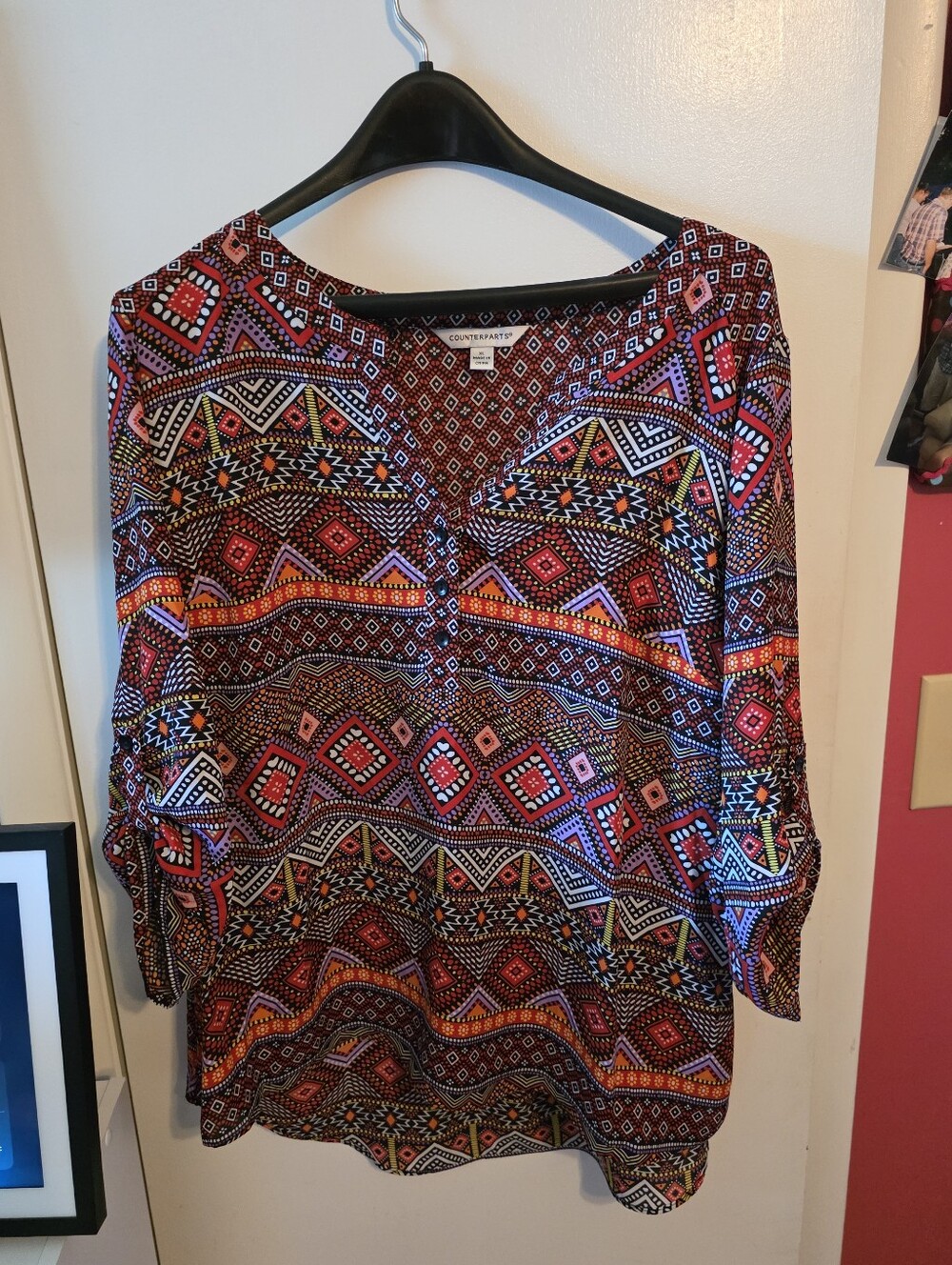 Counterparts Women's Colorful Geometric Print Top Size XL